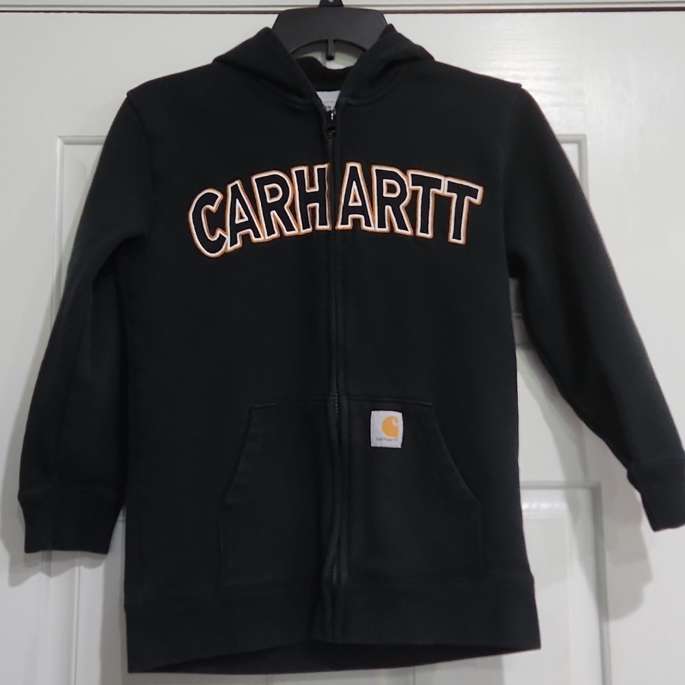 Carhartt zip up hoodie Embroidered logo Black size M 10/12